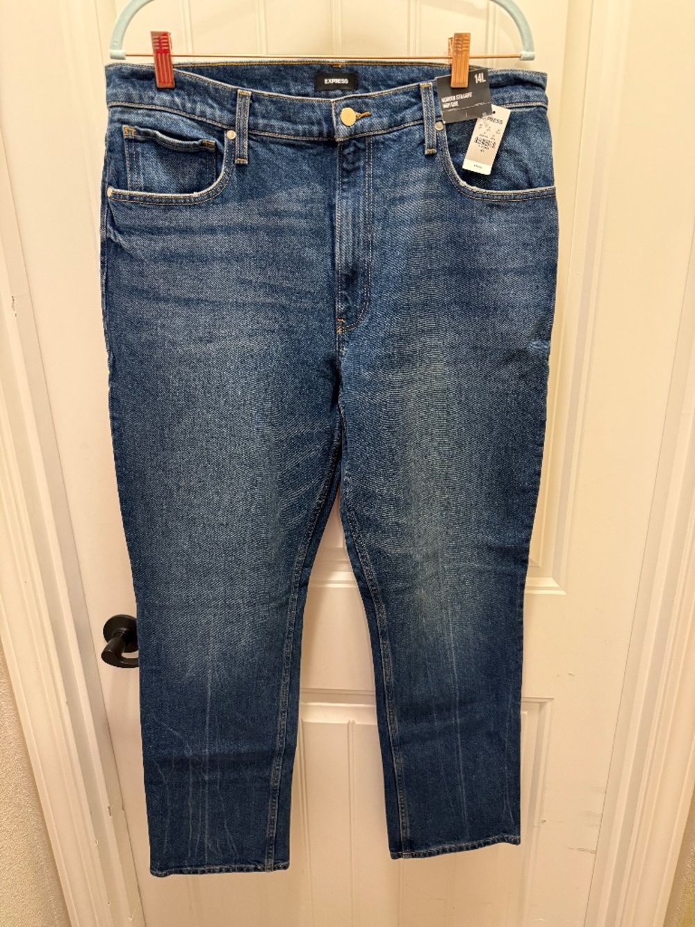 Express Modern Straight High Rise Jeans Medium Wash 14 Long NWT